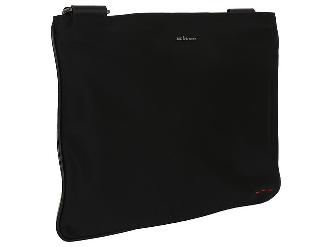 Kiton Bolsa transversal plana em nylon com detalhes em couro Preto - vista 3