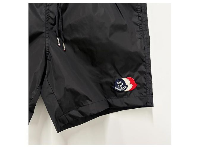 Moncler Shorts de bain noirs avec patch logo tricolore - vue 14