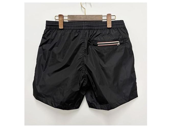 Moncler Shorts de bain noirs avec patch logo tricolore - vue 2