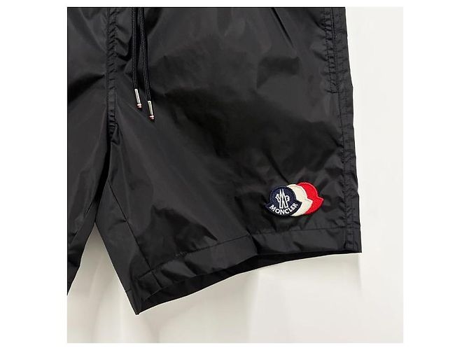Moncler Shorts de bain noirs avec patch logo tricolore - vue 4