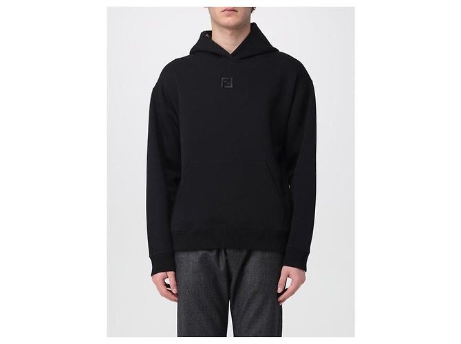 Fendi Besticktes Langarm-Hoodie-T-Shirt Schwarz - Ansicht 4
