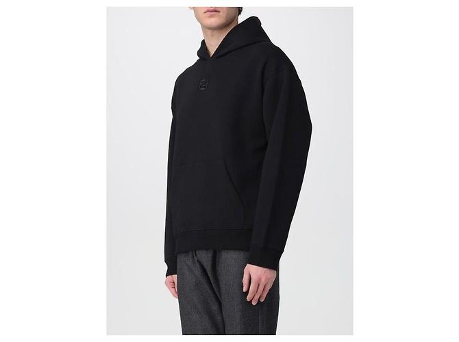 Fendi Besticktes Langarm-Hoodie-T-Shirt Schwarz - Ansicht 6