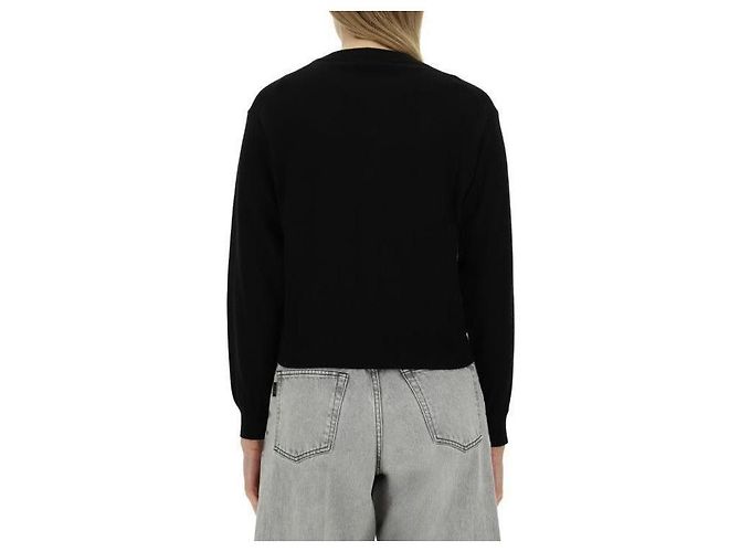 Kenzo Wollcardigan mit Bork Blumenpatch von La Primavera Schwarz - Ansicht 6