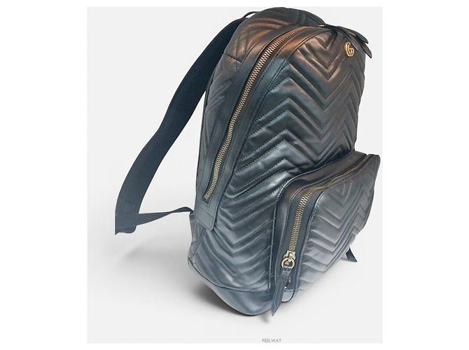 Gucci Zaino Matelassé Chevron Marmont Nero - vista 2
