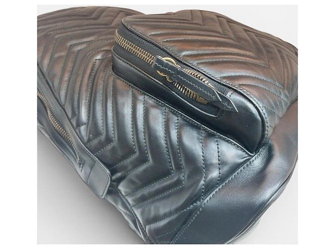Gucci Zaino Matelassé Chevron Marmont Nero - vista 6