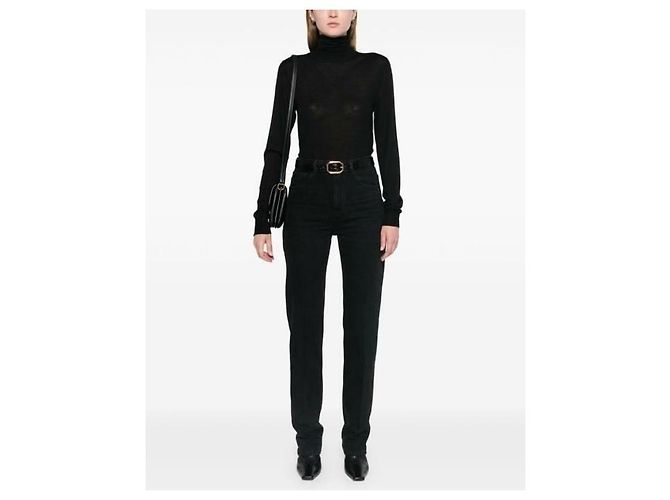 Saint Laurent Jeans de denim negro carbono rectos - vista 5
