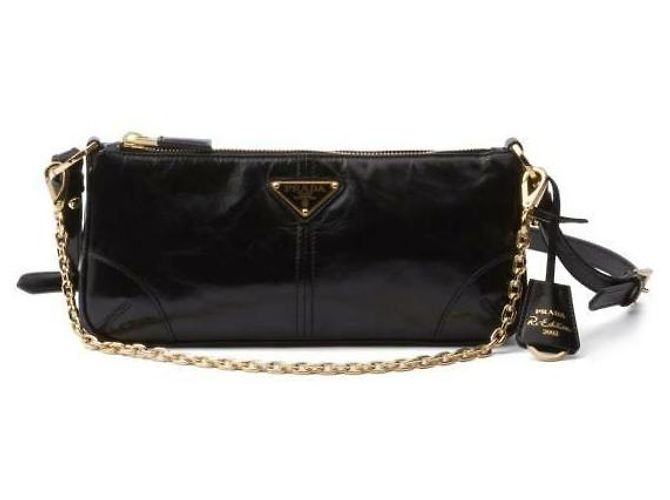 Prada Medium Leder Schultertasche Neuauflage Schwarz - Ansicht 4
