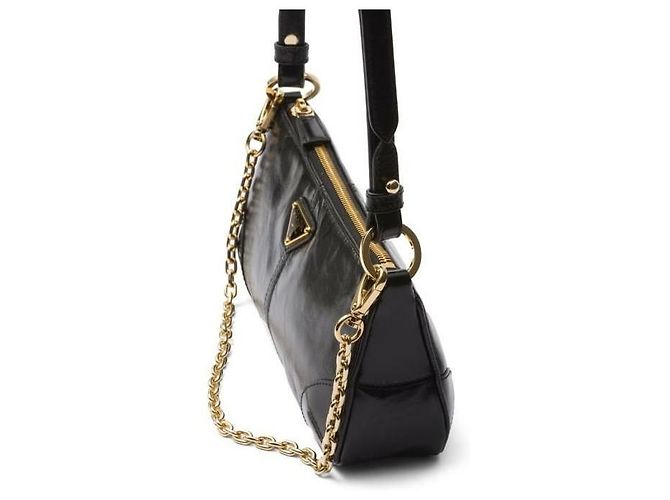 Prada Medium Leder Schultertasche Neuauflage Schwarz - Ansicht 7