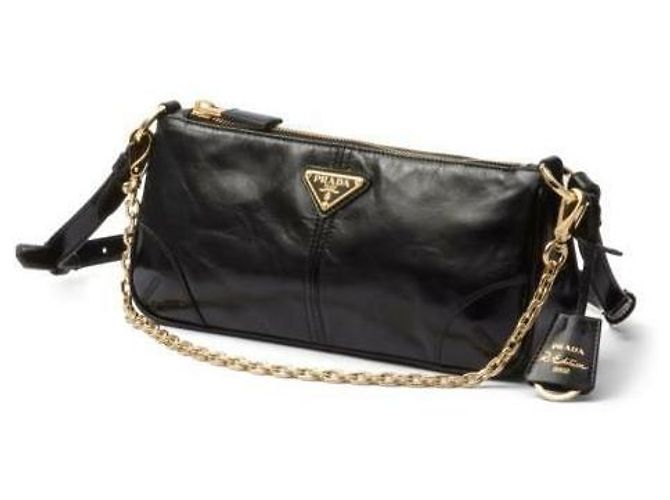 Prada Medium Leder Schultertasche Neuauflage Schwarz - Ansicht 9
