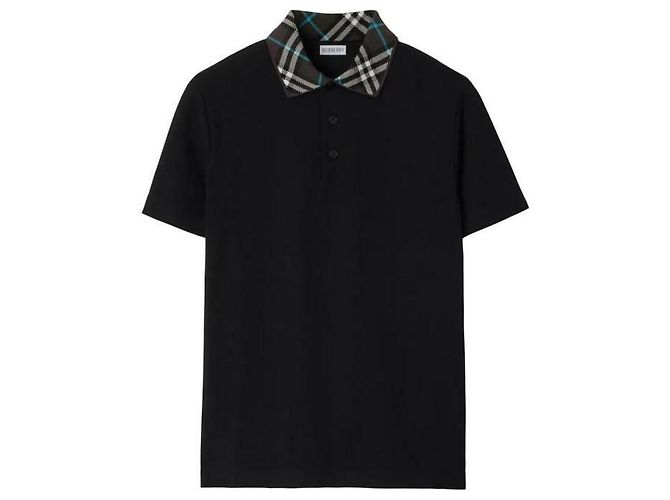 Burberry Camisa Polo de Algodão de Manga Curta Preto - vista 4