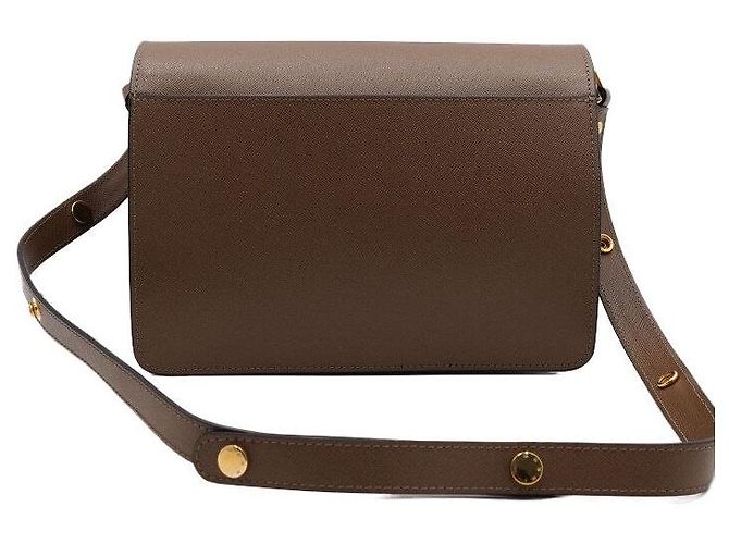 Marni Borsa a spalla in pelle Saffiano marrone TRUNK - vista 4