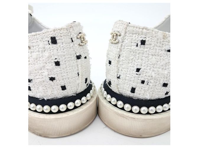 Sneakers in Tweed Chanel Bianco - vista 3