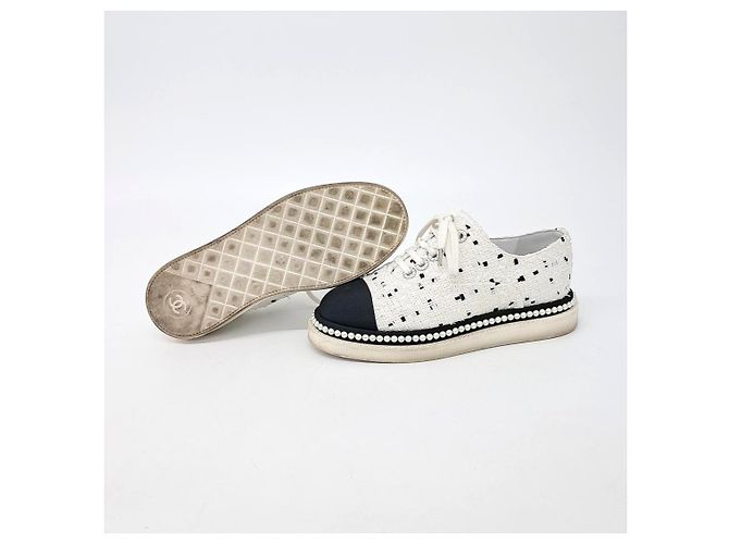 Sneakers in Tweed Chanel Bianco - vista 4