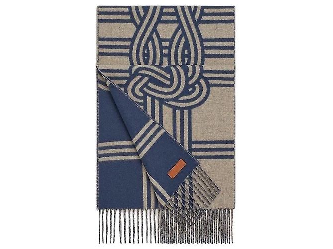 Hermès Bunte grafische Kaschmirschal Blau - Ansicht 2