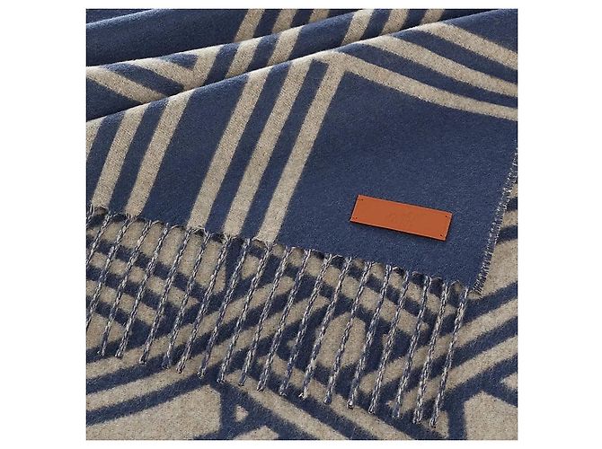 Hermès Bunte grafische Kaschmirschal Blau - Ansicht 3