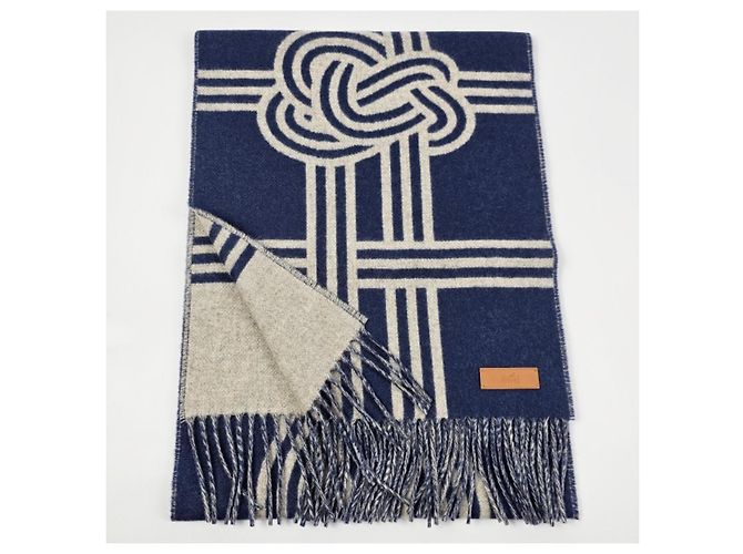 Hermès Bunte grafische Kaschmirschal Blau - Ansicht 7