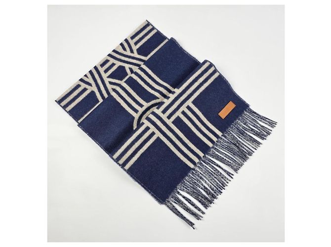 Hermès Bunte grafische Kaschmirschal Blau - Ansicht 9