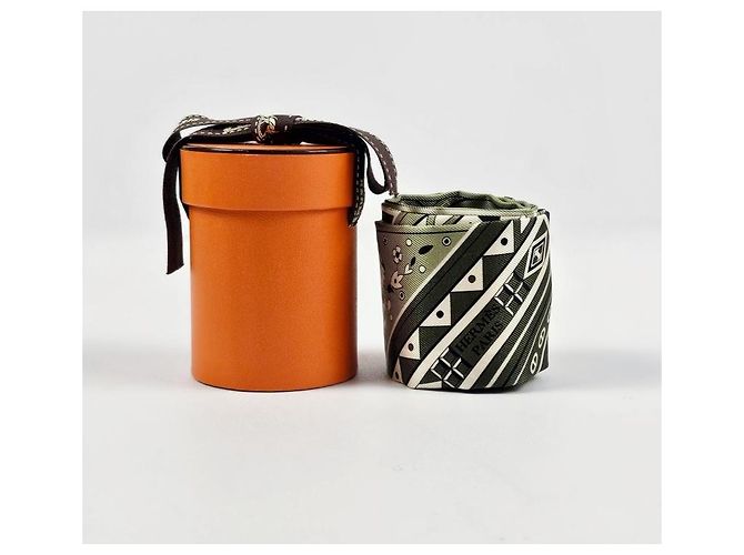 Hermès Pañuelo Twilly de seda Castaño - vista 14