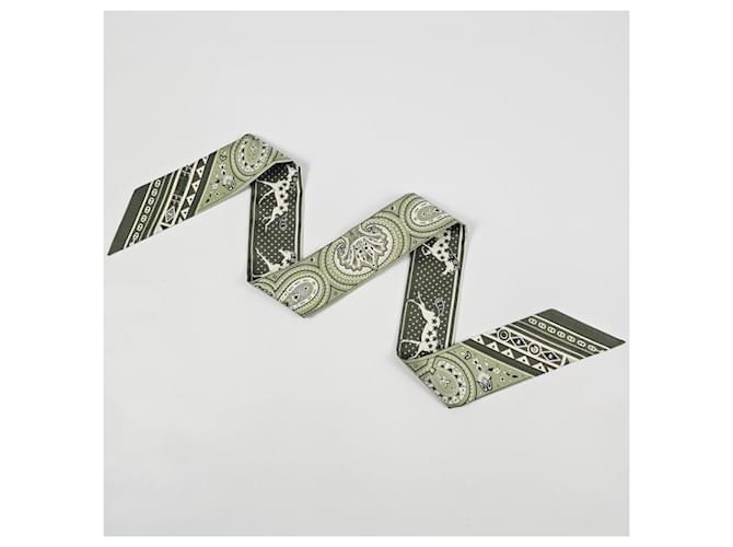 Hermès Pañuelo Twilly de seda Castaño - vista 9