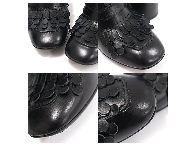 Tod's Pumps con tacco a blocco in pelle nera con frange e nappine per donne Nero - vista 6
