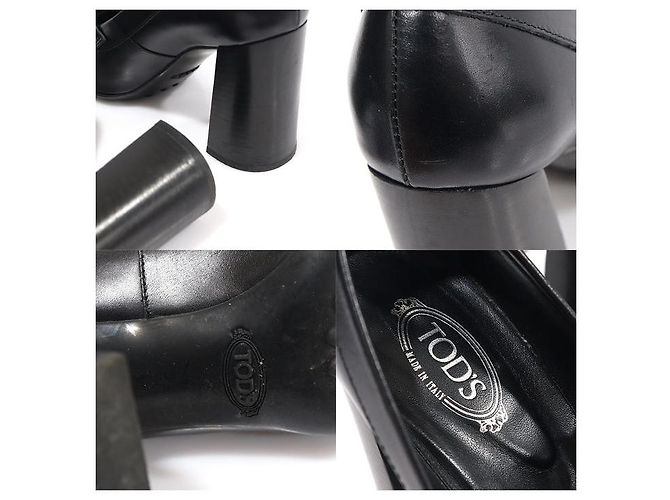 Tod's Pumps con tacco a blocco in pelle nera con frange e nappine per donne Nero - vista 7