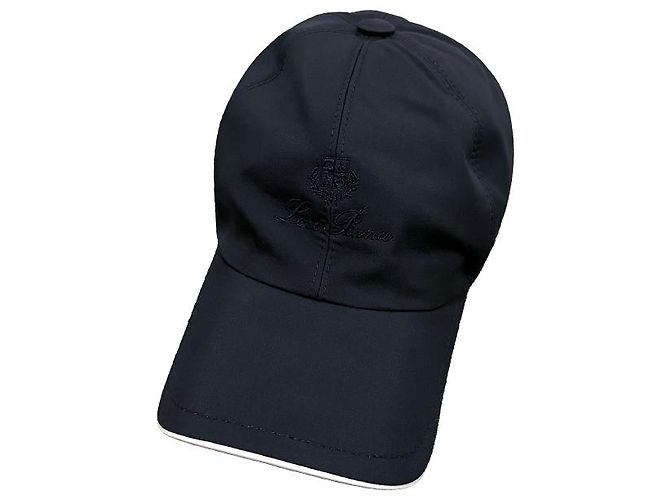 Loro Piana Cappellino da baseball in microfibra con logo ricamato in blu navy tonale e avorio - vista 12