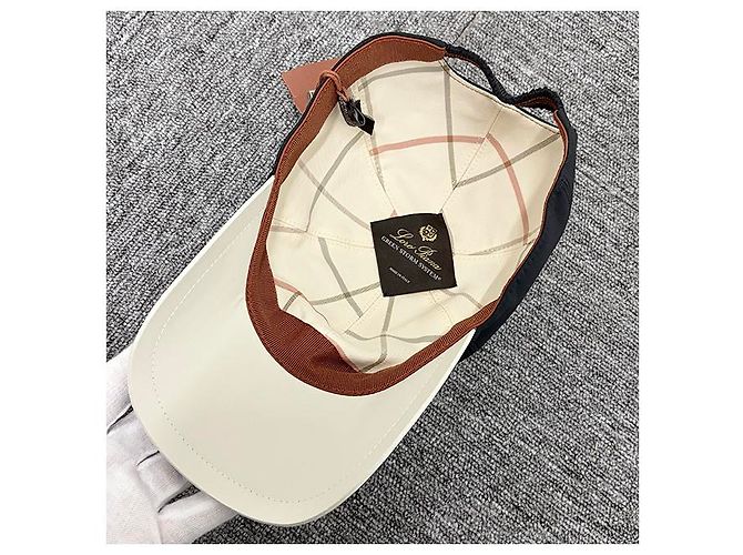 Loro Piana Cappellino da baseball in microfibra con logo ricamato in blu navy tonale e avorio - vista 17