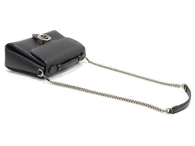 Gucci Black Leather Interlocking Top Handle Small Chain - view 3