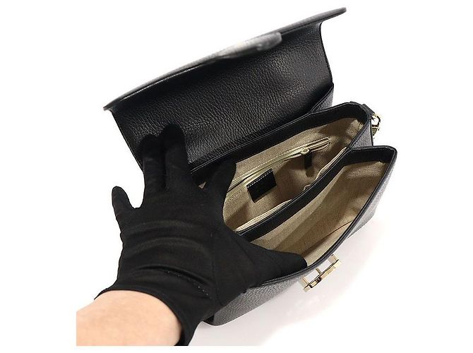 Gucci Black Leather Interlocking Top Handle Small Chain - view 5