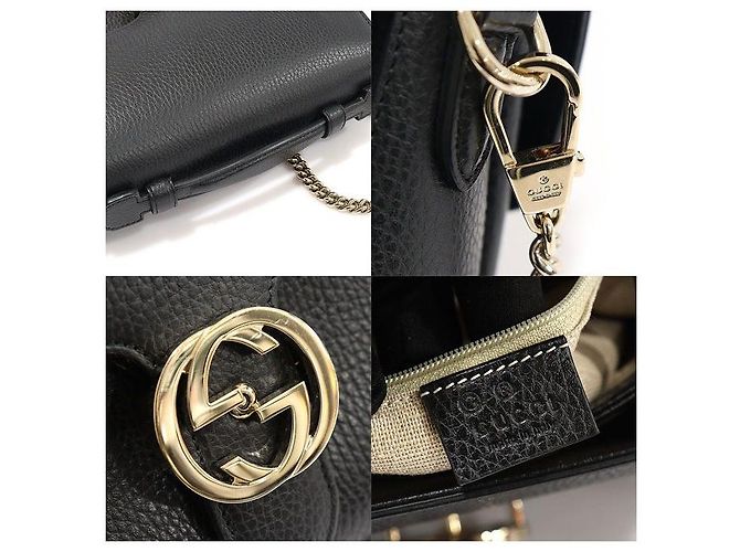 Gucci Black Leather Interlocking Top Handle Small Chain - view 7