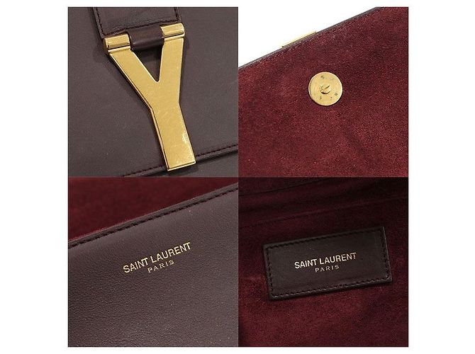 Saint Laurent Clutch Cabas Y-Line in Pelle Marrone - vista 7