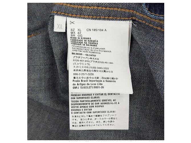 Prada Giacca cropped in denim leggero con zip per uomo, blu navy, XL - vista 11