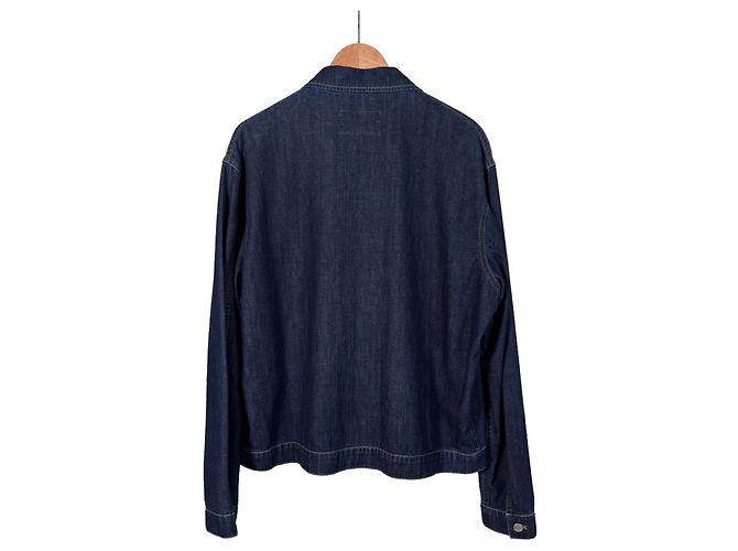 Prada Giacca cropped in denim leggero con zip per uomo, blu navy, XL - vista 4