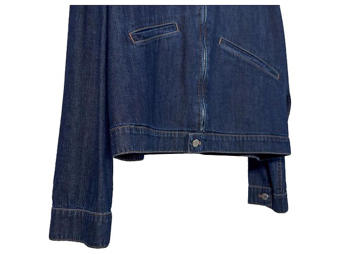 Prada Giacca cropped in denim leggero con zip per uomo, blu navy, XL - vista 7