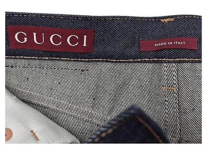 Gucci Selvedge-Jeans mit gesticktem Logo Blau - Ansicht 4