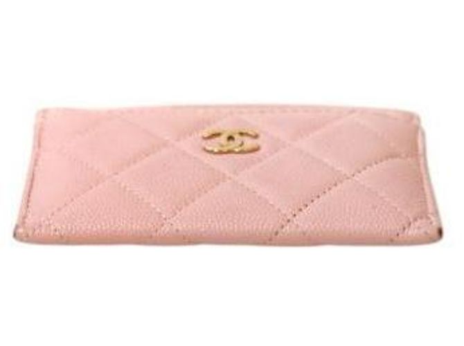 Chanel Billetera Porta Tarjetas de Piel Caviar Rosa - vista 4