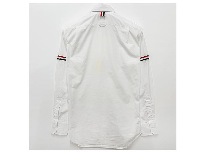 Thom Browne Camicia Classica in Popeline Bianca con Strisce Grosgrain Bianco - vista 12