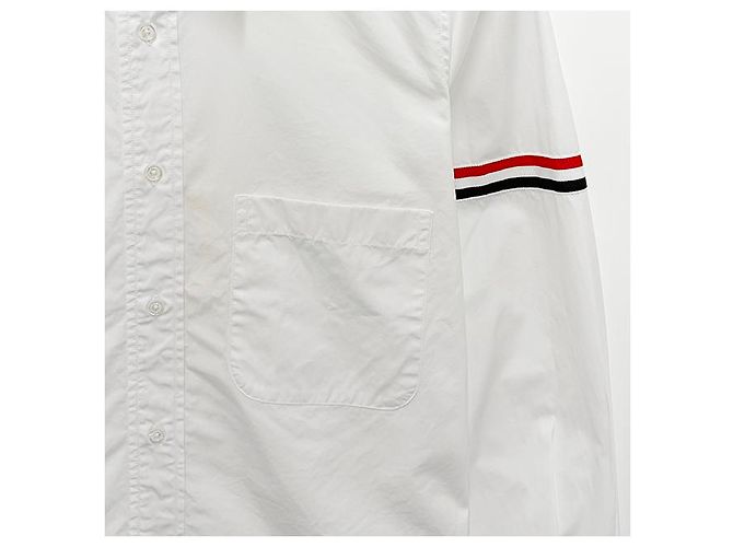 Thom Browne Camicia Classica in Popeline Bianca con Strisce Grosgrain Bianco - vista 14