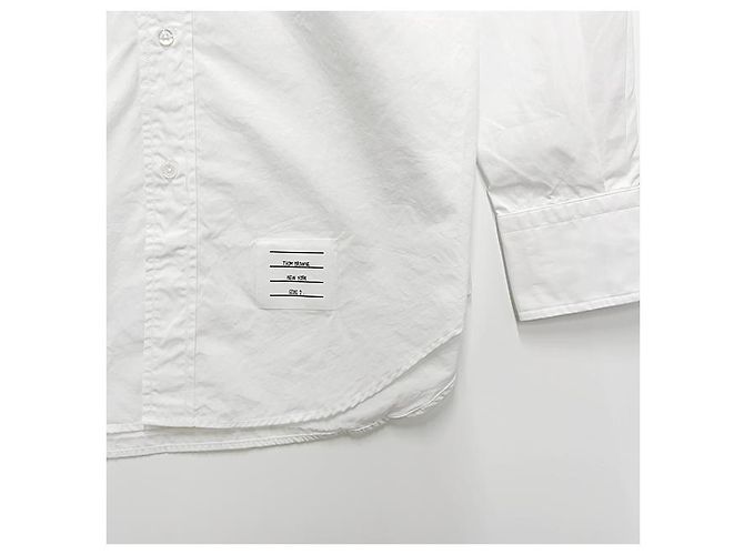 Thom Browne Camicia Classica in Popeline Bianca con Strisce Grosgrain Bianco - vista 15