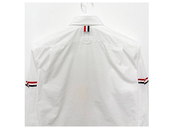 Thom Browne Camicia Classica in Popeline Bianca con Strisce Grosgrain Bianco - vista 16