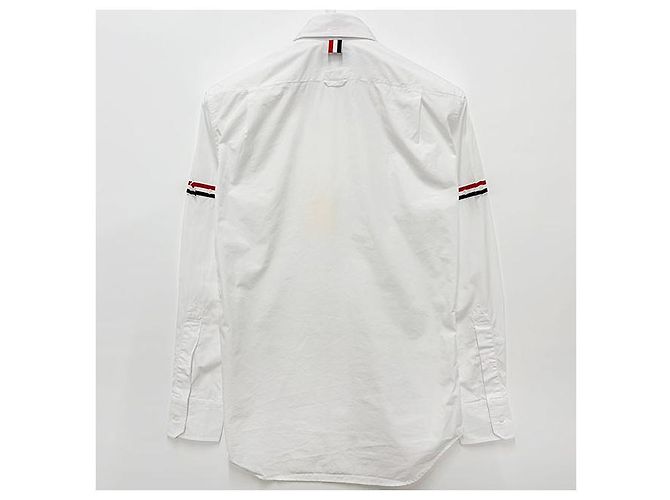 Thom Browne Camicia Classica in Popeline Bianca con Strisce Grosgrain Bianco - vista 2