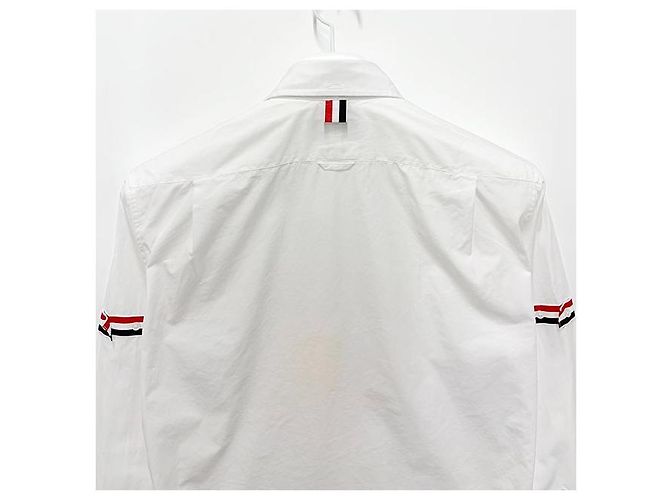 Thom Browne Camicia Classica in Popeline Bianca con Strisce Grosgrain Bianco - vista 6