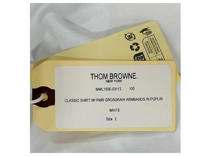 Thom Browne Camicia Classica in Popeline Bianca con Strisce Grosgrain Bianco - vista 7