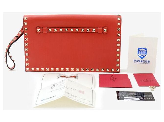 Valentino Clutch con tracolla Rockstud Rossa Rosso - vista 8