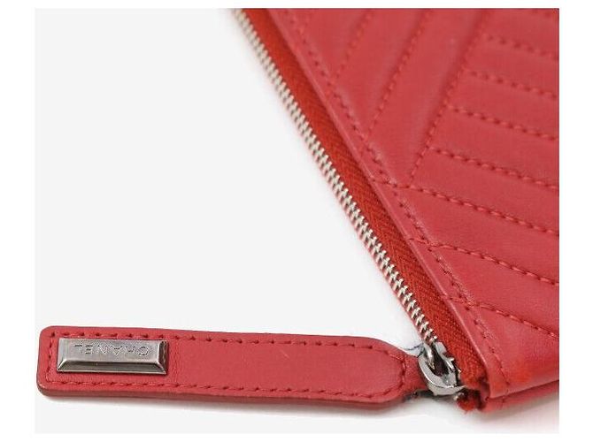 Chanel Clutch Chevron Grande Rosso Argento - vista 6