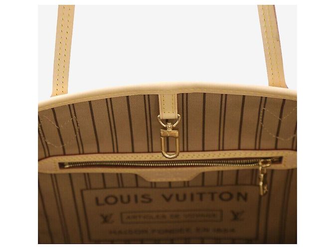 Louis Vuitton Borsa a Spalla Monogram Beige Neverfull MM Marrone - vista 5