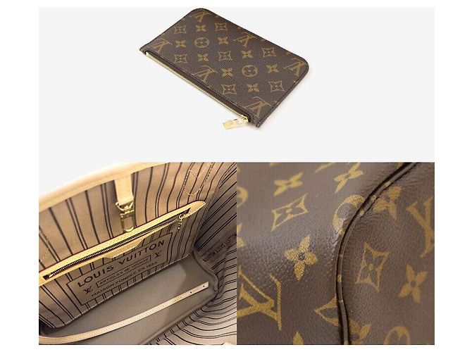 Louis Vuitton Borsa a Spalla Monogram Beige Neverfull MM Marrone - vista 6