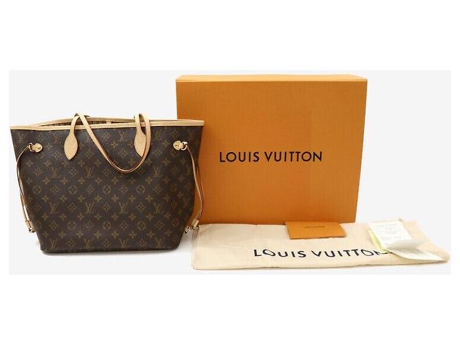 Louis Vuitton Borsa a Spalla Monogram Beige Neverfull MM Marrone - vista 8