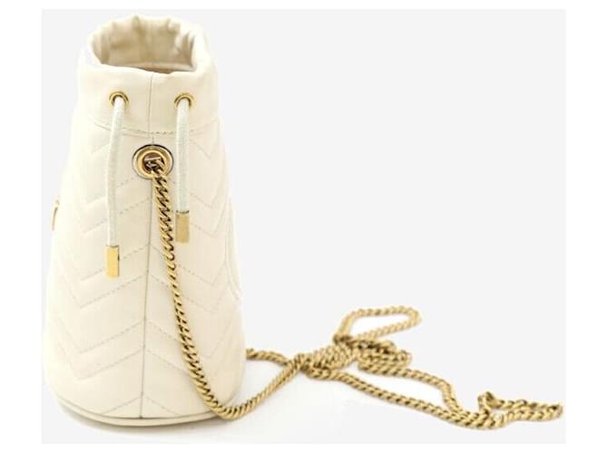Marmont Gucci Mini Eimer Tasche Elfenbein Weiß - Ansicht 2