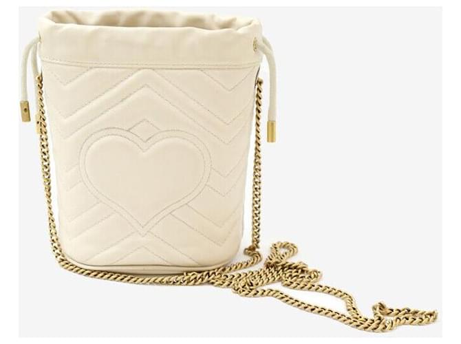 Marmont Gucci Mini Eimer Tasche Elfenbein Weiß - Ansicht 3